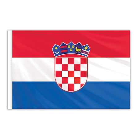 Croatia Indoor Nylon Flag 2'x3' With Gold Fringe